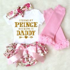 Baby Girl Clothes, Baby Girl Outfit, Daddy Onesie, I Found my Prince Daddy, baby girl onesie Baby Bloomers Take Home Outfit Baby Leg Warmers by KennedyClairesCloset Baby Leg Warmers, Ruffle Bloomers, Baby Legs, Take Home Outfit, Infant Girl, Baby Bloomers