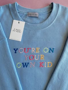 Taylor Swift Midnight Shirt, Taylor Swift Sweatshirt Embroidery, Taylor Swift Inspired Clothes, Sweatshirt Inspo Aesthetic, Taylor Swift Embroidered Sweatshirt, Taylor Swift Hoodie Ideas, You’re On Your Own Kid, Taylor Swift Inspired Gifts, Taylor Swift Merch Aesthetic