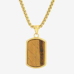 Features: Hypoallergenic, Quick ShipJewelry Closure: Lobster ClaspLink Construction: SolidMetal Color: YellowChain Length: 24 InchChain Width: 22.86 MillimetersPendant Length: 2mmPendant Width: 1mmChain Construction: BoxCare: Wipe CleanMetal: 18k Gold Over Stainless SteelNecklace Type: Pendant NecklacesCountry of Origin: Imported Mens Pendant, Stainless Steel Pendant, Jewellery And Watches, Pendant Necklaces, Mens Jewelry, 18k Gold, Fine Jewelry, Pendant Necklace, Necklaces