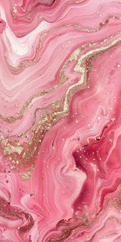 pink and gold marble wallpaper with lots of glitter on the top, it looks like an abstract painting