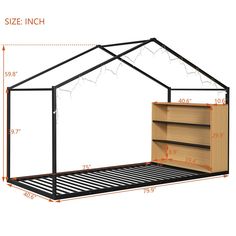 a bed frame with the measurements for it