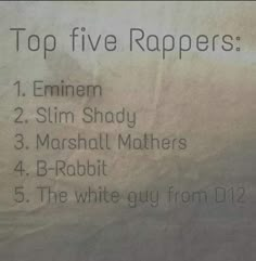 the top five rappers are on this sign