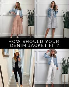 How Long Should a Denim Jacket Be? - Merrick's Art Jean Jacket Over Dress, Denim Jacket Style Women's, How To Wear A Blue Jean Jacket, Light Wash Denim Jacket Outfit, Styling A Denim Jacket, How To Wear A Jean Jacket, Fall Denim Jacket Outfit, Light Denim Jacket Outfit, Light Jacket Outfit