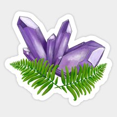 purple crystals and fern sticker