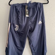 Adidas Juventus Soccer Sweats Joggers Pants Adidas Blue Joggers For Sports, Adidas Sports Pants With Pockets, Adidas Blue Sports Bottoms, Adidas Sporty Straight Leg Pants, Adidas Sports Bottoms With Side Pockets, Sporty Navy Adidas Bottoms, Adidas Sporty Bottoms With Side Pockets, Sporty Adidas Bottoms With Side Pockets, Adidas Sports Trousers