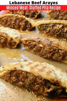 Lebanese Meat Stuffed Pita, Lebanese Pita Pockets, Greek Minced Beef Recipes, Mid Eastern Food, Lebanese Arayes Recipe, Lebanese Beef Recipes, Meat Stuffed Pita, Best Lebanese Recipes, Stuffed Pita Bread