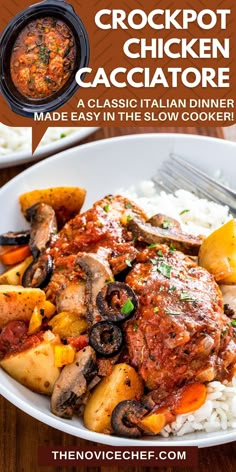 the crockpot cacciatore is an italian dinner made easy in the slow cooker