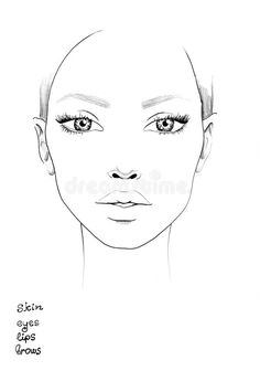 a drawing of a woman's face with the words skin, eyes and eyebrows