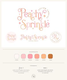 the peachy sprinkle logo is shown in pink and orange