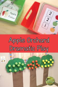 an apple orchard dramatic play for kids to practice their numbers and counting skills with apples