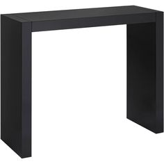 a black console table on white background