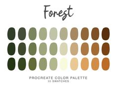 the color palette for forest is shown in different shades