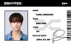 Enhypen
Jungwon
Id card Jungwon Printable, Jungwon Id Photo, Jungwon Id, Boyfriend Video