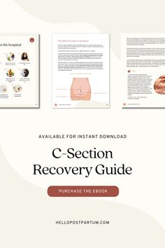 the c - section recovery guide for pregnant women is shown in front of an image