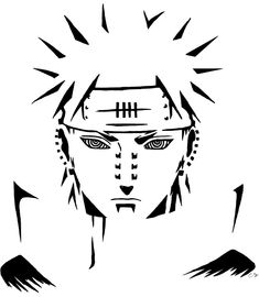 an anime avatar with spikes on his head and eyes, looking to the side in black and white