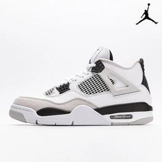 Air Jordan 4 'Military Black' White Neutral Grey-DH6927-111-Sale Online Jordan 4 Retro Military Black, Original Air Jordans, Jordan 4’s, Dr Shoes, Black Jordans, Jordan 4s, Cute Nike Shoes, Jordan 4 Retro, Air Jordan 4