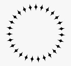 an abstract black and white circle with stars in the center, on a white background