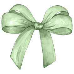 a watercolor drawing of a green bow