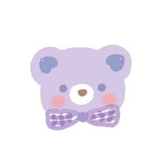 a purple teddy bear with a bow tie on it's head and eyes closed