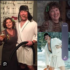 four different pictures of people dressed in costumes