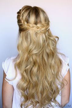 Braided Hairstyles Easy, Half Up Half Down Hair, Crown Hairstyles, French Braid