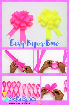 how to make paper bows with crepe ribbon - step by step instructions and pictures