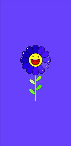 a purple flower with a smiley face on it