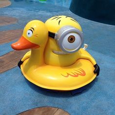 a rubber ducky floating on top of a pool