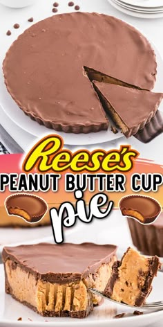 peanut butter cup pie on a white plate