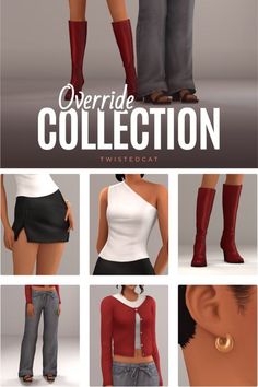 several images of different types of clothing and shoes with the words overide collection written below