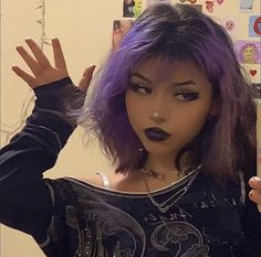 Egirl Hair, Short Purple Hair, Native Language, Emo Hair, Edgy Makeup