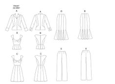 the front and back view of a dress pattern