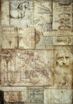 a collage of old books with drawings on them