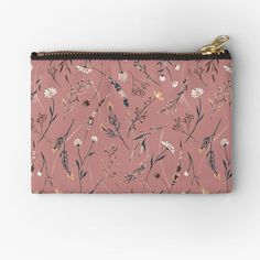 Looking for a zipper pouch to carry your makeup, pencils, phone, cards, change, or school supplies? This pouch is available in three sizes. Pink Floral Pattern, Mauve Pink