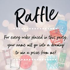 the words raffle are written in black and white