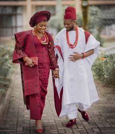 Yoruba Introduction Outfit, Yoruba Introduction, Aso Ebi Styles Lace, Nigerian Wedding Dress, Naija Wedding, Latest Aso Ebi Styles, Couples Outfits, Traditional Wedding Attire, African Traditional Wedding