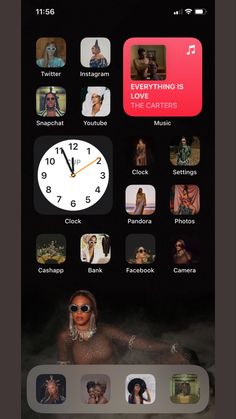 an iphone screen showing the time and icons for different things to see on it's display