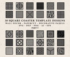 30 square coaster template designs for wall decor, decorative panels and paper arts part 5