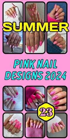 Brighten up your look with our summer pink nail designs 2024. This collection includes the delightful contrast of pink and yellow nail designs for summer, creating a cheerful and sunny vibe that’s perfect for any summer adventure. Whether you’re hitting the beach or attending a summer festival, these colorful nails will ensure you do so in style. Pink And Yellow Nail Designs, Pink Gel Nail Designs, Pink Manicure Ideas, Pink Gel Nails Designs, Yellow Nail Designs, Nail Designs For Summer, Pink Summer Nails, Yellow Nails Design, Yellow Nail