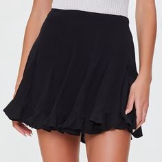 Forever 21 Black Godet Mini Skirt. Size Small. Brand New. Edgy Summer Skort With Lined Skirt, Mini Skirt For Date Night, Flowy Mini Skirt For Date Night, Mini Skort For Night Out, Flowy Mini Skort For Night Out, Edgy Skirted Skort For Spring, Casual Flared Mini Skirt For Date Night, Edgy Skirted Bottoms For Summer, Trendy Flowy Mini Skirt For Night Out