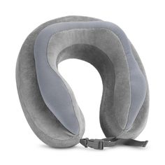 the neck pillow is made from grey fabric