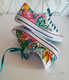 Painted Sneakers Aloha Shoes Flamingo Sneakers Aloha Art | Etsy Aloha Shoes, Flamingo Shoes, Paint Crafts, Diy Sandals, Handpainted Bags, Painted Bags