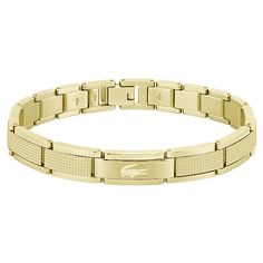 Bracelet HommeMatière(s): AcierCouleur: DoréCe bracelet LACOSTE BIJOUX pour homme ajoute une touche de classe à votre look. Fabriqué en acier de qualité supérieure, le bracelet est d'une couleur dorée et possède un fermoir sécurisé avec un bouton-poussoir. Une fois porté, il complètera votre look avec style et élégance. Man Bracelet Gold, Luxury Gold Bracelet For Men, Lacoste Bracelet, Men's Luxury Everyday Gold Bracelet, Mens Golden Bracelet, Couple Bracelets, Nike Cortez, Daniel Wellington, Clothing Items