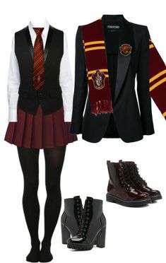 Hogwarts Houses Outfits, Harry Potter Houses Outfits, Harry Potter Outfit, Harry Potter Uniform, Gryffindor Uniform, Gryffindor Outfit, Dr Mundo, Hogwarts Uniform, Stile Harry Potter