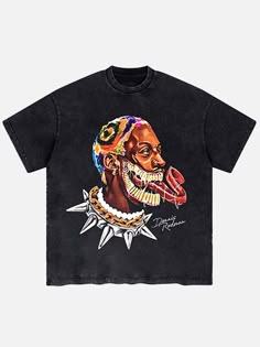 DETAILSPattern Type: PrintMaterial: CottonCollar: O-NeckFit: Loose Y2k Graphic Tees, Streetwear Jewelry, Edgy Streetwear, Dennis Rodman, Clothing Streetwear, Streetwear Summer, Loose Tees, Trendy Summer Outfits, Hip Hop Streetwear