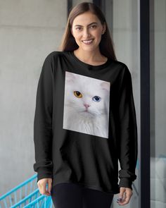 Cat Face Long Sleeve Tee #cat #cats #cattshirt #men #women #kids #tees #TeeShirts #tshirts Cat M, Cat Tanks, Kids Tees, Cats Tote Bag, Cat Tote, Cat Sweatshirt, Cats Illustration, Cat Aesthetic, Cat Mug