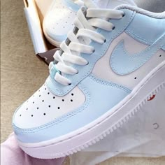 Hand Painted Quality Leather Paint Approx 1-2 Week Turn Around Time These Make An Amazing Gift Blue Air Force 1, Blue Nike Air Force, Tenis Air Force, Rave Shoes, Nike Shoes Blue, Air Force 1 Shoes, Design Sneakers, Nike Shoes Air Force, Painted Sneakers