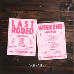 the last rodeo flyer is displayed on a wooden background