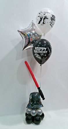 star wars balloon bouquet with darth vader and balloons