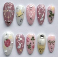 Kitten Nail Art, Simple Nail Ideas For Beginners, Laufey Nails Ideas, Cute Character Nail Art, Hangyodon Nails, Mofusand Nails, Kimono Nails, Japanese Nail Art Kawaii, Ghibli Nails